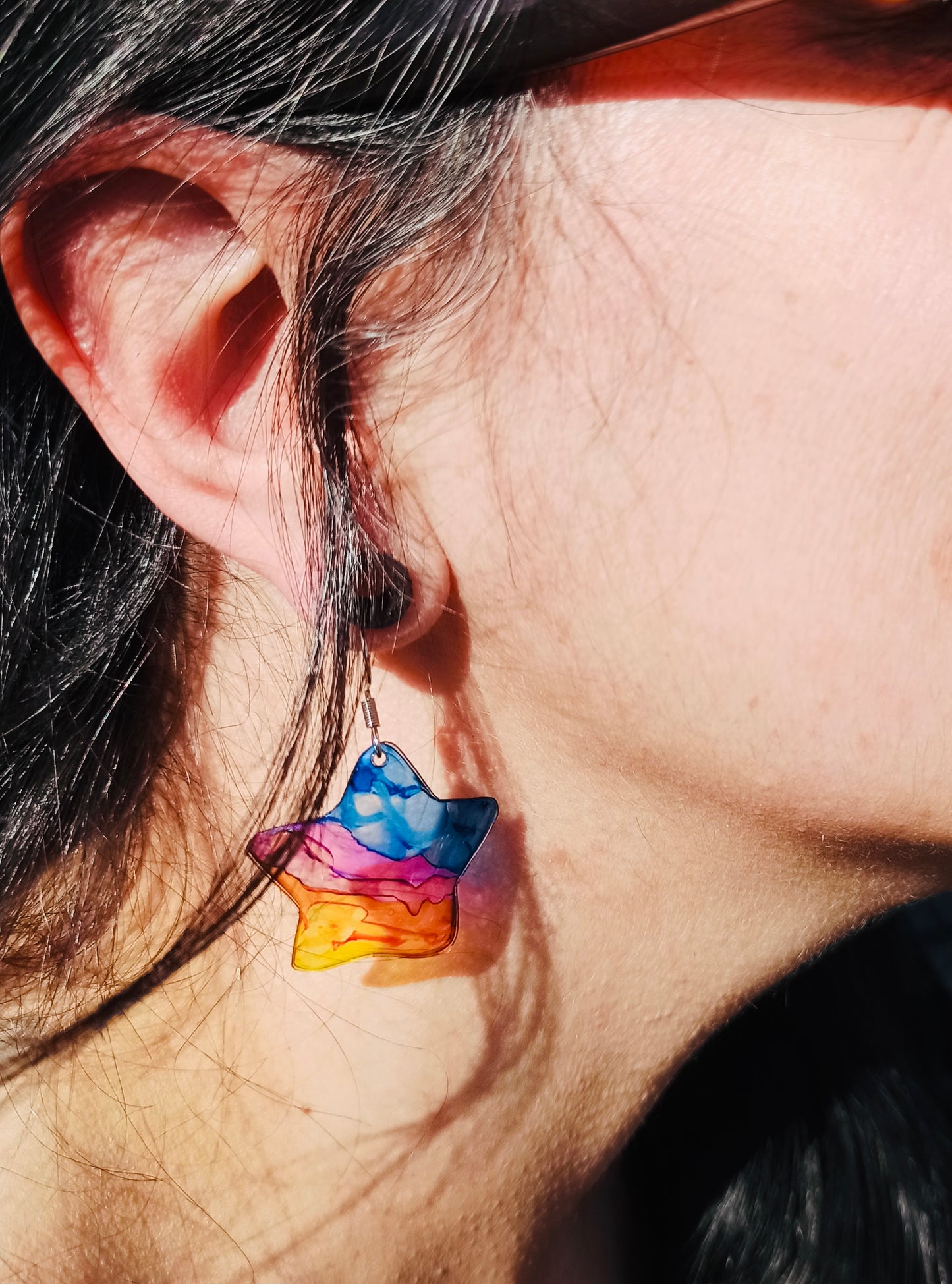 boucles d’oreilles en forme d’étoile, multicolore, en plastique recyclé