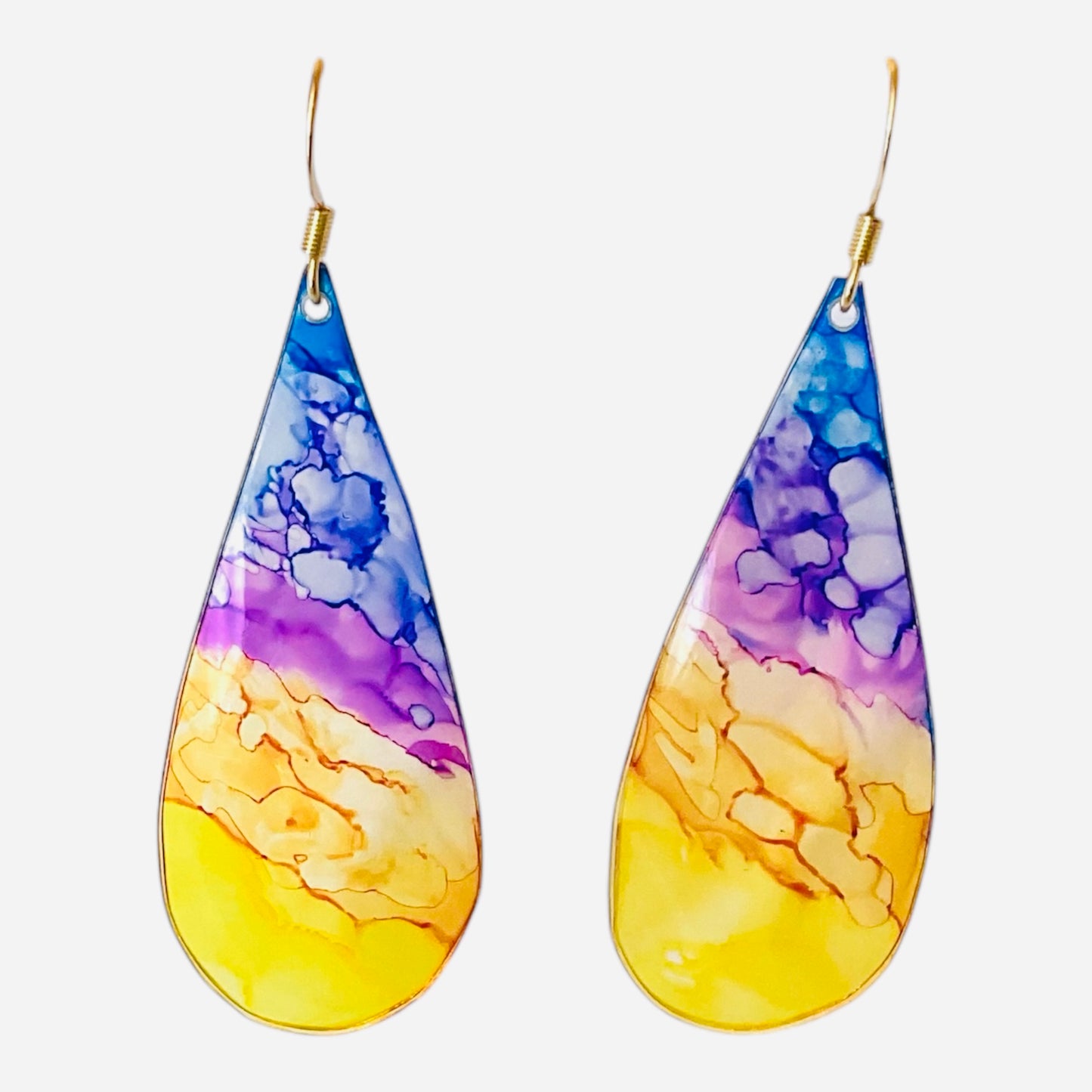 boucles ecoresponsables Santa Cruz, en plastique recyclé, forme de goutte, multicolores