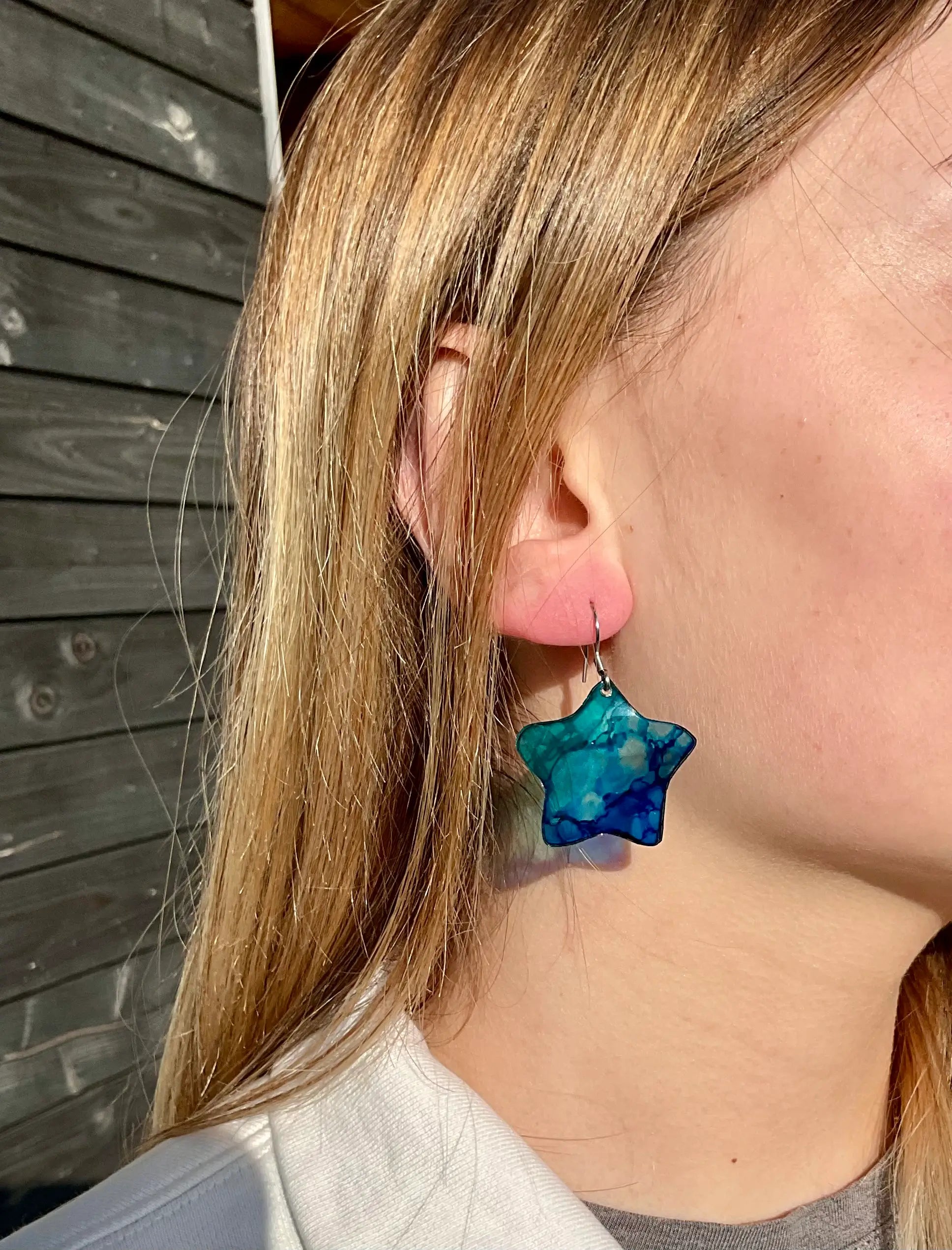 boucles oreilles étoile turquoise
