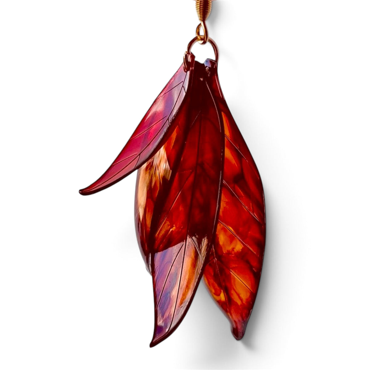 Boucles oreilles Kab Lab en plastique recyclé, bouquet de feuilles d’automne 