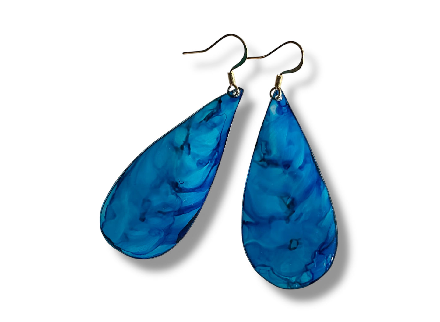 Boucles d’oreilles écoresponsable , forme gouttes, bleu
