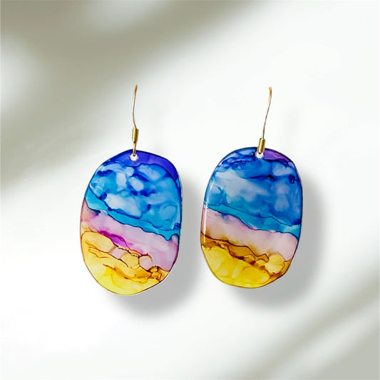 boucles oreilles ovales muticolores