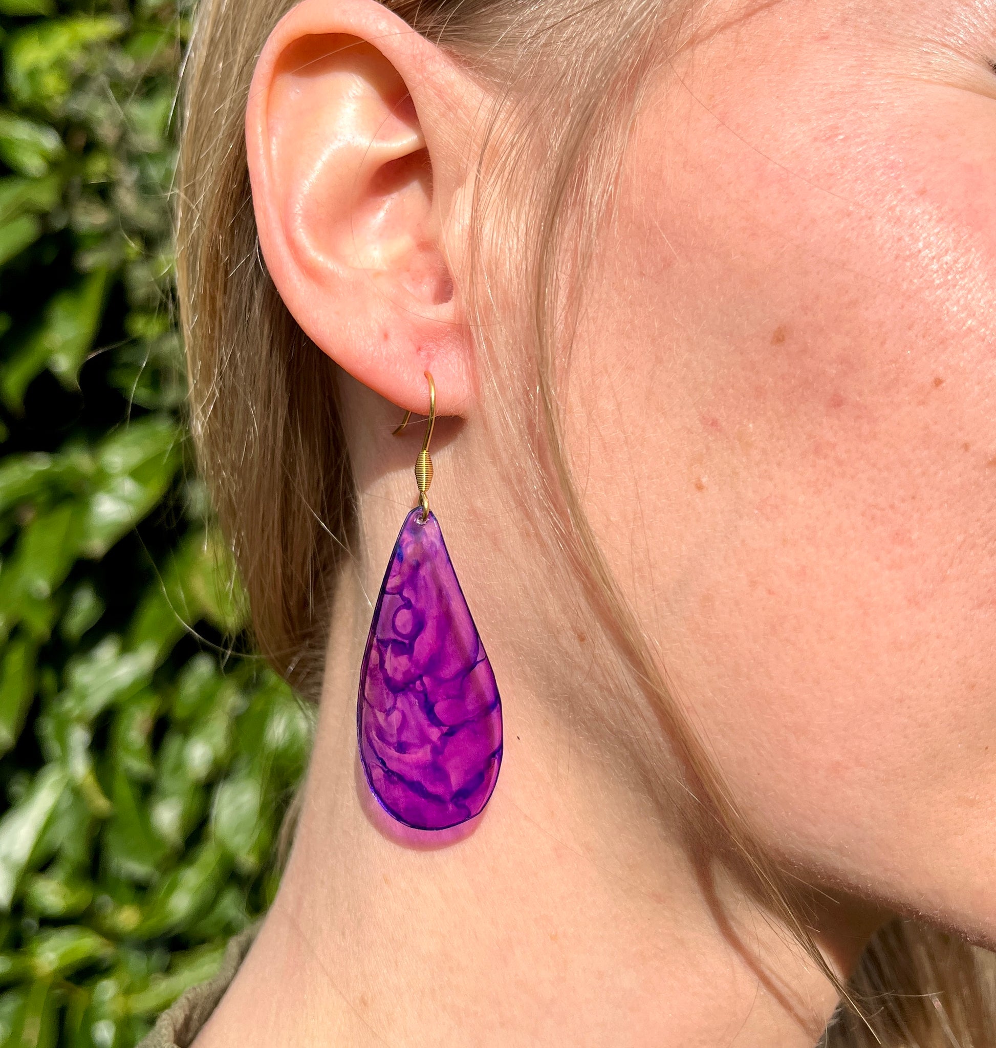 Iris boucles oreilles plastique recycle violet Kab Lab 