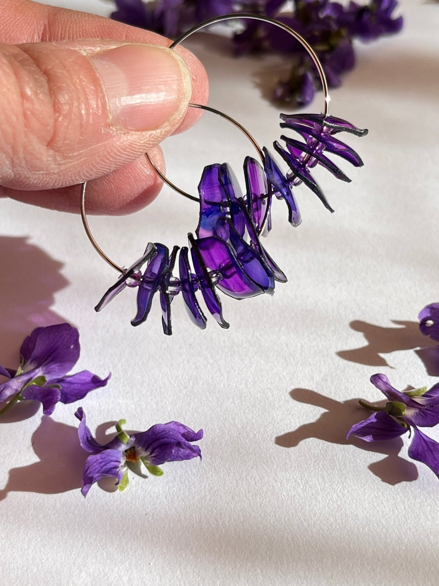 Les Créoles violettes, lilas, en plastique recyclé - Kab Lab