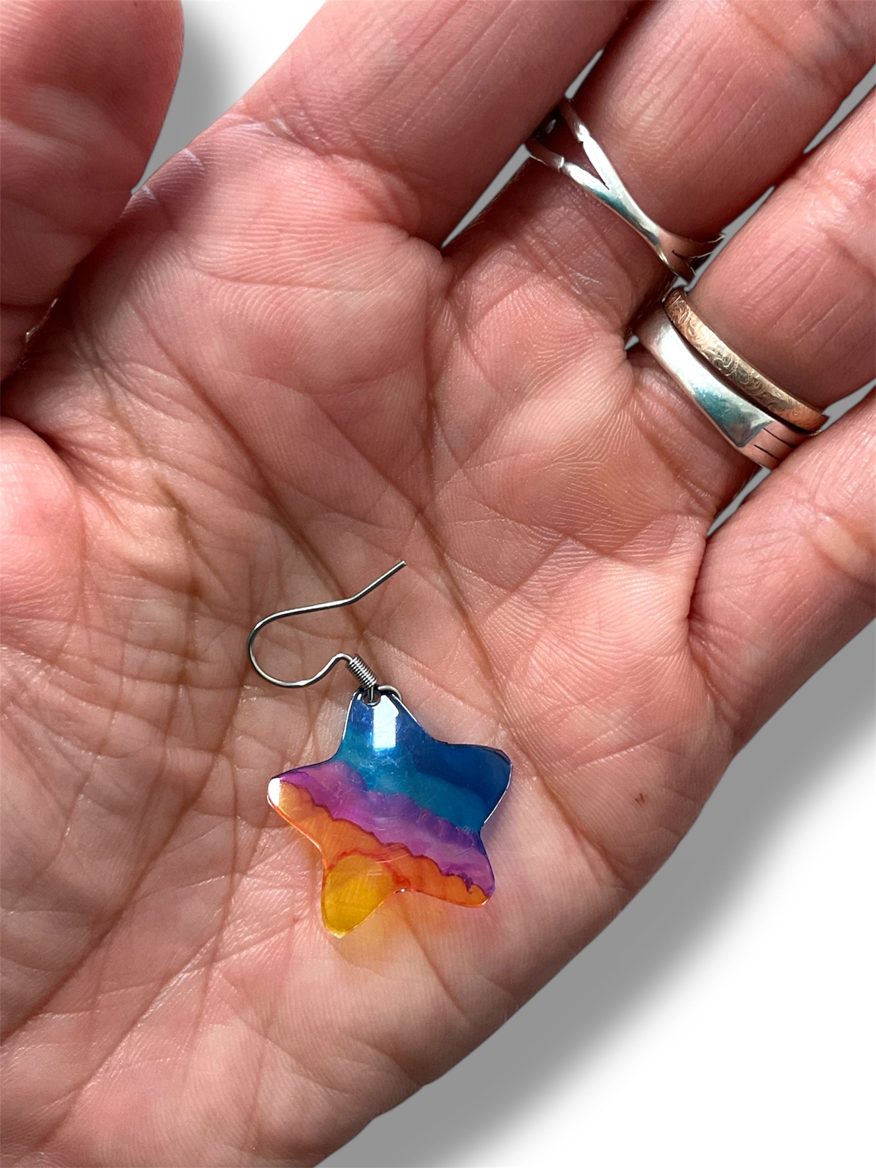 mini boucle oreille multicolore en forme d’étoile, en plastique recyclé