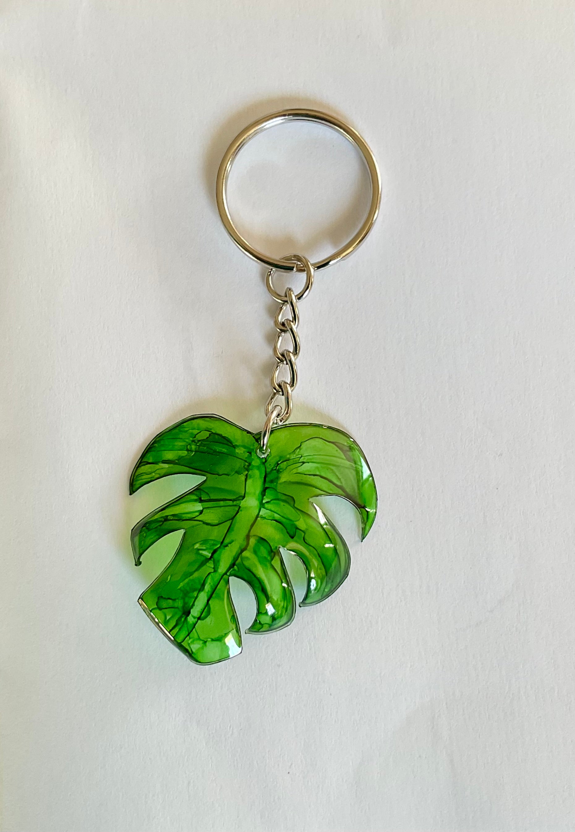 Porte clés écoresponsable, feuille de monstera, vert