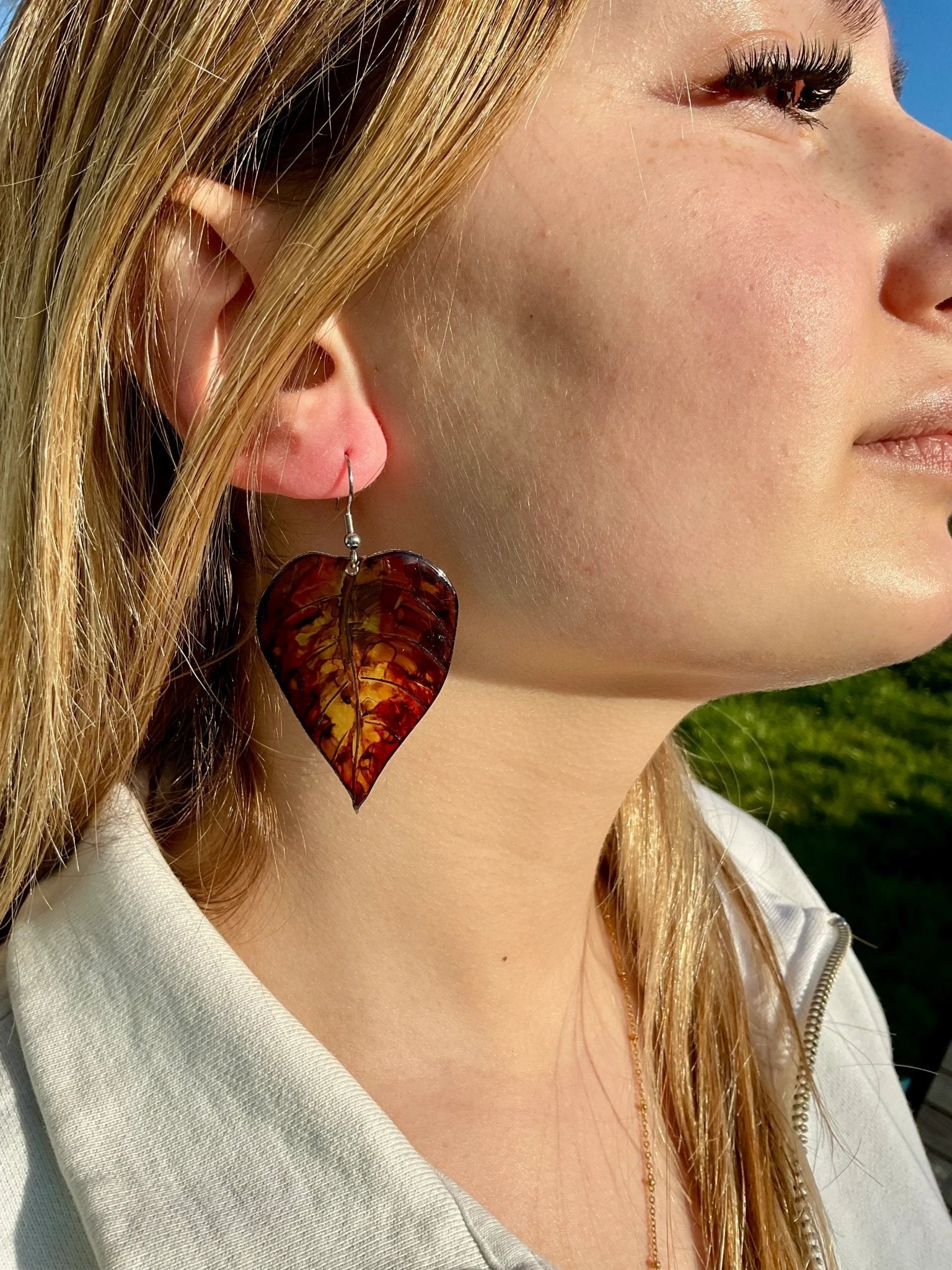 Boucles d’oreilles Feuilles Cœur - Automne - Kab Lab