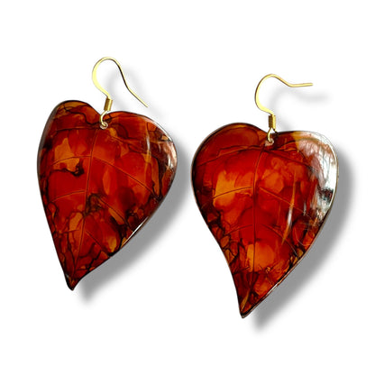 Boucles d’oreilles Feuilles Cœur - Automne - Kab Lab