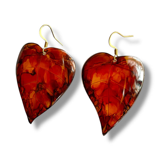 Boucles d’oreilles Feuilles Cœur - Automne - Kab Lab